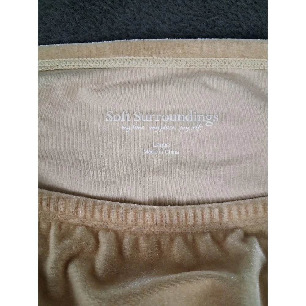 Soft Surroundings Sweater Womens Large Beige Velvet Off Shoulder Long Sleeve Top - Picture 5 of 9